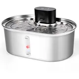 Dreamhigh® 3.5L Katzenbrunnen Kabellos, 5000 mAh Edelstahl Trinkbrunnen für Katze Kabellos mit Bewegungsmelder, Zwei Wasserauslassmodi, Wasserbrunnen für Katzen, für Katze und Kleine Hunde