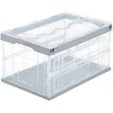 Relaxdays Klappbox 60,0 l transparent/grau 59,5 x 39,5 cm,