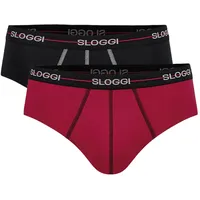 Sloggi Herren Slips 2er Pack Start midi C2P box, Baumwolle Schwarz/Rot XL