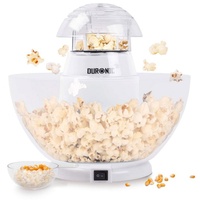 Duronic POP50 WE Popcornmaschine | Heißluft ohne Fett & Öl 1200 Watt | inkl. Messbecher | für 50 Gramm Mais | abnehmbare Schüssel | Ölfreies Popcorn | Kalorienarm | Weiß