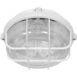 Iso-Rundleuchte Kunststoff weiß rund Kellerleuchte Strukturglas E27 IP44