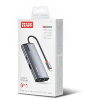 Colorway USB-C Dockingstation 6-in-1, 6-in-1 Usb Hub, 100W PD,