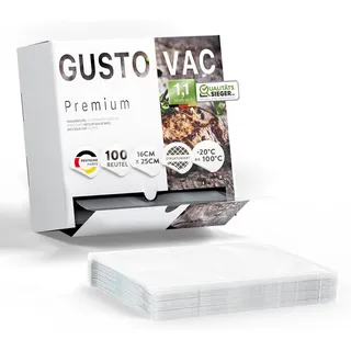 GustoVac Premium Vakuumbeutel 100 Stk. 16x25 cm - Made in Germany, BPA-frei