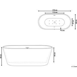 Beliani Havana freistehende Badewanne 170 x 80 cm (220 l)