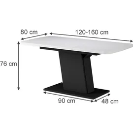 Vicco Fenaro 120 x 77,3 x 80 cm weiß/schwarz