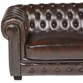 vente-unique Chesterfield Ledersofa 3-Sitzer - 100% Büffelleder - Braun - BRENTON