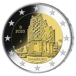 2-Euro-Komplettsatz 2023 "Hamburg – Elbphilharmonie" – Stempelglanz