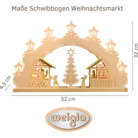 Weigla LED Schwibbogen/Lichterbogen"Weihnachtsmarkt" 7 flammig Erzgebirge garantiert