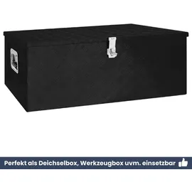 deluke DELUKE® Aluminiumbox mit Deckel Abschließbar Alubox Deichselbox Alu Anhängerbox Werkzeugkiste Transportbox Metallkiste, 100x55x37cm Schwarz