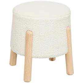 Atmosphera Pouf Boucl 41 x 35 x 41,5 cm Weiß