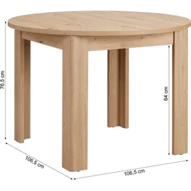 Homestyle4u Runder Esstisch 106 x 76 cm braun