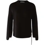 Oui Rundhalspullover Schwarz M