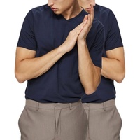 SELECTED HOMME T-Shirt (2er-Pack) Basic Doppelpack Shirts aus Bio Baumwolle blau L