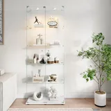 ZSSWSS Vitrine aus Glas, Ausstellungsvitrine mit 5 Glasablagen, Moderne Vitrine für Wohnzimmer mit 2 Türen und Schloss, Vitrine für Sammler,5 Etagen 2 Tür, für Sammlervitrine,Bücher und Wein,Weiß A
