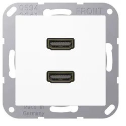 Jung HDMI-Steckdose UPmont Kanaleinb weiß AS/A MA A 1133 WW 2HDMI RAL9010