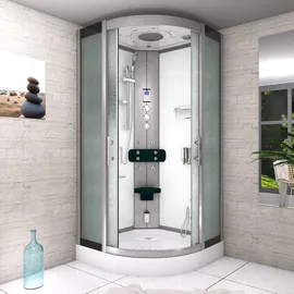 AcquaVapore D46-00M1 Komplettdusche mit Schiebetür 80 x 80 cm weiß Sicherheitsglas