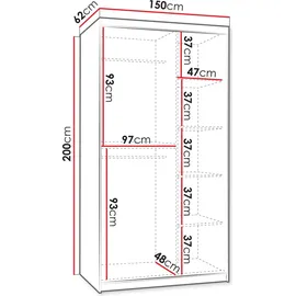 Mirjan24 Schwebetürenschrank Wika 150 x 0 x 0 cm Schwarz