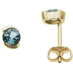 Paar Ohrstecker FIRETTI "Schmuck Geschenk Gold 333 Ohrschmuck Ohrschmuck Edelstein Farbstein", gold (gelbgoldfarben, blau, blau), Ohrringe, Damen, Gelbgold 333, mit Blautopas (behandelt)