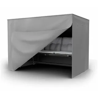 Kronenburg Handel Kronenburg Schutzhülle Hollywoodschaukel winterfest 3-4 Sitzer aus 600D Oxford Gewebe 150x210x150 cm in Grau – Abdeckhaube mit 2 Reißverschlüssen - Abdeckplane Gartenschaukel wetterfest