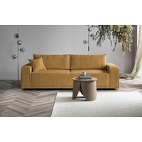 Beautysofa Schlafsofa PRIMO, modernes Design Sofa, Wellenfedern, Schlaffunktion, Bettkasten, breite Armlehnen gelb