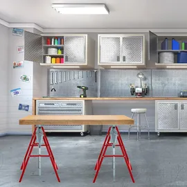 Relaxdays Klappbock, 2er Set, höhenverstellbar, bis 200 kg, klappbare Arbeitsböcke, Werkstatt, Stahl, rot/silber