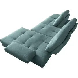 Calia Italia Ecksofa Toby Wing, B/T: 308/153 cm, Multifunktionssofa, Designsofa, L-Form, inkl. Sitztiefenverstellung und Armlehnfunktion, Füße in schwarz matt blau