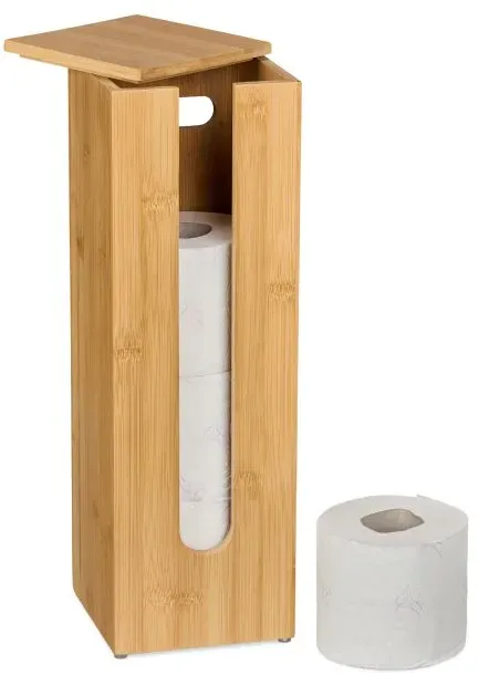 Relaxdays Toilettenpapier Aufbewahrung aus Bambus Hellbraun
