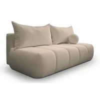 Kaiser Möbel - Sofa mit Schlaffunktion und Bettkasten - Couch 3 Sitzer - 207 x 103 cm - Klappsofa, Relaxsofa Wohnzimmer - Schlafsofa ohne Armlehnen - Stil Aesthetic, Skandinavisch - Boucle Beige