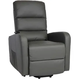 Mendler Fernsehsessel HWC-K62, Sessel Relaxsessel TV-Sessel Liege, Liegefunktion Aufstehhilfe, Metall Kunstleder - grau