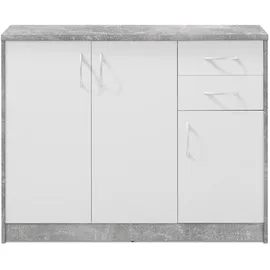 Die Möbelfundgrube Highboard 109 x 112 cm Betonoptik / Weiß