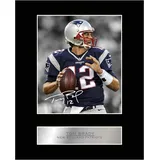 Tom Brady Autogramm-Foto, New England Patriots, Bildausdruck mit Passepartout als Geschenk