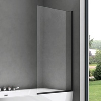 doporro Badewannenaufsatz Design-Duschwand für Badewanne 80x140cm schwarz Duschabtrennung ESG-Sicherheitsglas in Klarglas inkl. NANO-Beschichtung Badewannenfaltwand Cortona201K