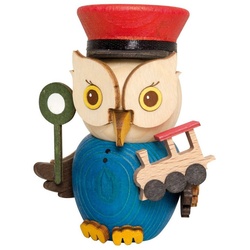 Kuhnert Sammelfigur 37352, Mini Eule Eisenbahner, Holzfigur aus dem Erzgebirge - Made in Germany