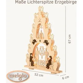 Weigla "Erzgebirge, große Lichterspitze, Bergmann NATUR-BRAUN, Erzgebirge garantiert, Weihnachtsdeko Innen, Weihnachtsbeleuchtung