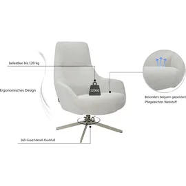 otto home Drehsessel OTTO HOME "CLARINDA moderner Ohrensessel drehbar, TV-Sessel, Relaxsessel", beige, B:76cm H:100cm T:81cm, metal frame, plywood, foam, fabric, metal base, Sessel, Drehsessel, 360-Grad drehbar, robustes Metallgestell