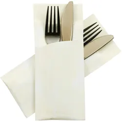 50x Pochetto Bestecktaschen 200x85mm creme marmor inkl. Serviette