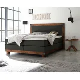 Hasena Chicago Boxspringbett 140-180 cm braun / Dunkelgrau, Liegefläche:180 x 200 cm, Topper:Superio-Topper