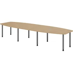 bümö Konferenztisch groß KT40 in Eiche Füße in Graphit
