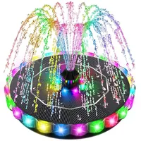 2026 Upgrade Solar-Gartenbrunnen,3,5W Solar-Wasserpumpe mit 2000mAh , 32 LED-Farblicht,schwimmende Solar-Brunnenpumpe für Garten- und Teichdekoration