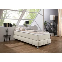 Boxspringbett ANDAS "Salo", beige, B:96cm L:206cm, Komplettbetten, Boxspringbett, Ohne Kopfteil, inkl. Topper, auch in Überlänge 220 cm