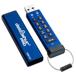 iStorage USB-Stick datAshur Pro USB3 256-bit 4GB USB 3.0 USB-Stick (256-Bit AES Verschlüsselung, Wasserdicht) blau