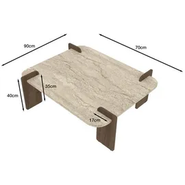 moebel17 Couchtisch Beige, Braun Holzwerkstoff, Quadratisch, 90x35x70 cm, Wohnzimmer, Wohnzimmertische, Couchtische