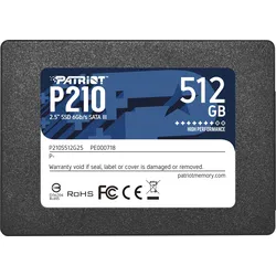 Patriot SSD P210 512GB SATA 3.0 Schreibgeschwindigkeit 430 MByte (512 GB, 2.5"), SSD