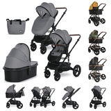 Lorelli Kombikinderwagen Boston 2 in 1 Sportsitz Babywanne Mückennetz bis 22 kg grau