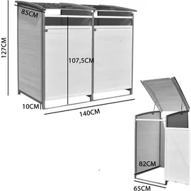 Melko Mülltonnenbox 140 x 85 x 127 cm grau
