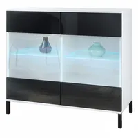 Vladon Kommode, Schwarz Hochglanz, 92.5x83.5x35 cm, Wohnzimmer, Kommoden &