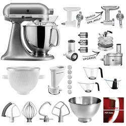 KitchenAid Küchenmaschine Artisan 5KSM175PSECU Mega-Sommer Set Kontur Silber