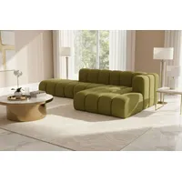 kaiser möbel Ecksofa L-Form mit Hocker, Grand Mini, Stoff Salvador, Olive, Rechts - Olive