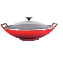 Le Creuset Wok mit Glasdeckel 36 cm, Kirschrot,