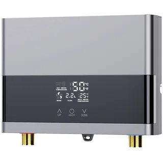 Elektronischer Durchlauferhitzer Küche 220V 6000W elektrische Warmwasserbereiter tankloser Mini-Warmwasserbereiter mit LED Temperaturanzeige, Elektrisch Instant Klein Durchlauferhitzer (Sliver)